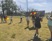 Flying kites at Briarfield