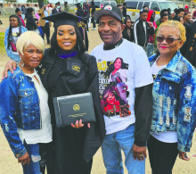 Celebrating with family are (from left) Elizabeth Brown, graduate Kiara Swift, James Wayland, and Mary Ann Brown. COURTESY PHOTO