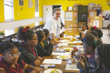 Southside 4-Hers create abstract artwork with Sara Beth Howard, artist with Art for All LP