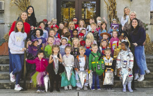 Trick or treaters around town