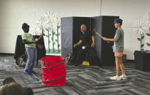 Wink the Juggler involves the audience at the library's Summer Reading Program