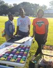 Art for All Lake Providence event at Walk-a-Mile day last week. Pictured from left are Kazarea Sanders, Wanda Manning, and Ulaila Martin. SARA BETH HOWARD