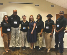 Members of the East Carroll Library board of directors who attended the Trailblazer meeting were (from left) Laurie Brister, Tommy Morant, Carolyn Brown, Meg Placke, Flora Watson, Autrolia Layton, and Adrain Nelson.