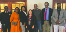 6th District adult drug court team (from left) Samantha Grover, Brittany Smith, Elisha Lucas, Judge Laurie Brister, Joseph Jackson, Raymond Cannon, and Sheriff Wydette Williams. CASSIE CONDREY