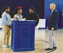 Dr. Christopher Smith was celebrated last week as he ended his tenure as Griffin Middle Academy principal. Smith served as principal of GMA for the past six years and is moving to be closer to family. In the picture above, members of the 4-H club honored Smith on Veteran’s Day Nov. 10.