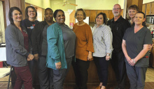 Assisting with the Health Fair were (from left) Shannon McCurdy, Lisa Bradford, Heather King, Laketha Lane, LaDonna Englerth, Evelyn LeBeau, Jamie Scott, Melinda Stutts, and Kristy Simms. DEBRA HOPKINS