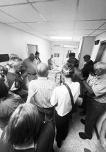 Northside Church of Christ friends and family line the hallway at St. Francis as Peggy is taken for Honor Walk just before donating her organs. STEPHANIE THORNTON