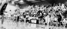 Senior Jack Martin at free throw line during last week's huge upset over number one seed.