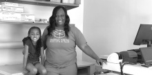 Myeisha Gilmore with daughter, PopTart, at Shipping Xpress on Lake Street CASSIE CONDREY