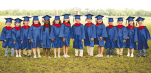 Briarfield’s Kindergarten class graduated last week at the Bobby Holt Gymnasium. Taught by Samantha McAlpin, this year’s graduates are (from left): Wade Isaac, Layla Zaunbrecher, Trace Travis, Ryleigh Dunn, Royalty Emerson, Anna Lou Muse, Lola Ratcliff, Rowan McIntyre, Wyatt Robian, Ellie Kait Mathews, Cooper Smith, James Myers, Olivia Lensing, and Joseph Noble. TAYLOR HOWARD