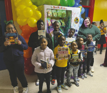 Southside February students of the month got first dibs on using the newly-installed book vending machine. Pictured are (back row, from left) Khenzil Thompson, Marcus Thompson, Hayden Thompson, Timiyah Foster, and Leah Lucas, Together for Hope director; (front row, from left) Araya Cantu, Elise Brown, Terrance Wingate, Kennisha Clemens, and Kaiden Powell.