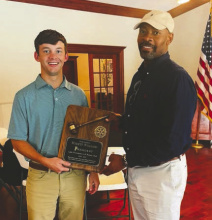 At a meeting of the Lake Providence Rotary Club last week, incoming president Jacob Brister presented an appreciation plaque to Sheriff Wydette Williams. Williams served the club for the past year, presiding over weekly meetings and handling all business matters.