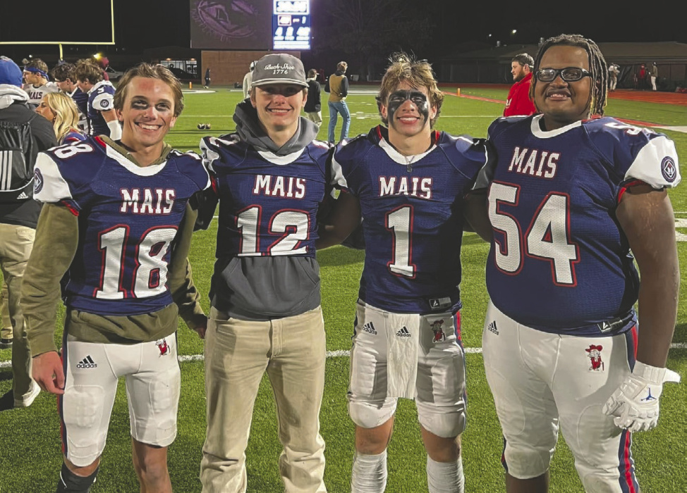 The season ended again for Briarfield Academy’s senior state champions in the MAIS All-Star Game last Thursday at Madison Ridgeland Academy. The four seniors, (from l-r) Jack Martin, Brock Johnson, Ryder Jones and Calvin Barnes were selected as All-Stars for the Mississippi Association of Independent Schools and participated in the game, along with their head coach Beau Travis.