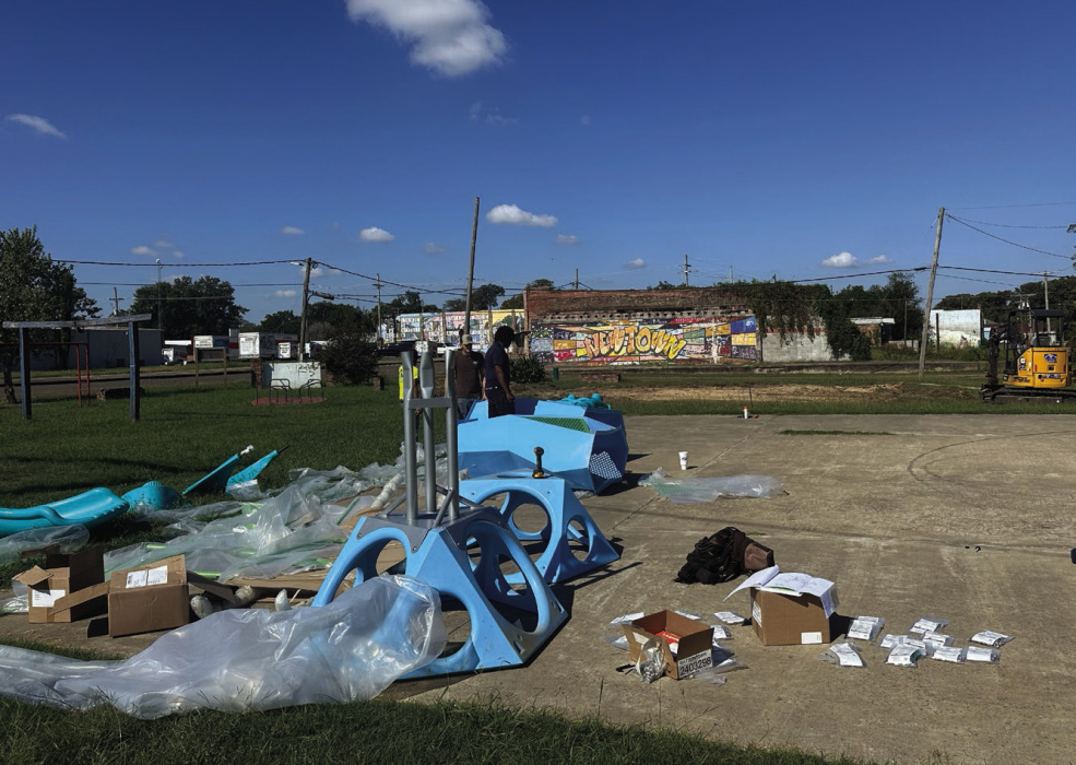 New playground equipment going up at Providence Park at the corner of Riverside Drive and Lake Street. This is the product of the Love Louisiana Outdoors Grant overseen by the East Carroll Parish Police Jury. According to the contractor on site assembling and installing the equipment, work is being done at the other local parks included in the grant and most of it will be complete by the end of the month. CASSIE CONDREY