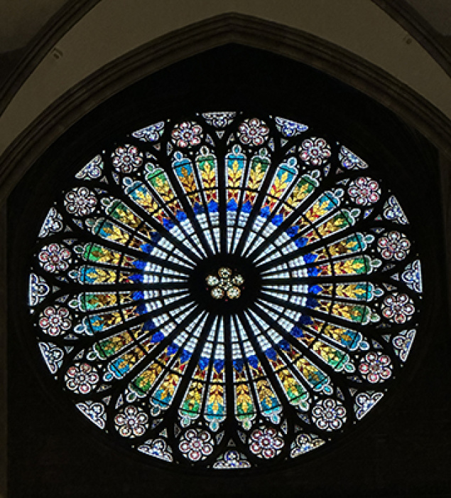 round Strasbourg Cathedral stained glass window