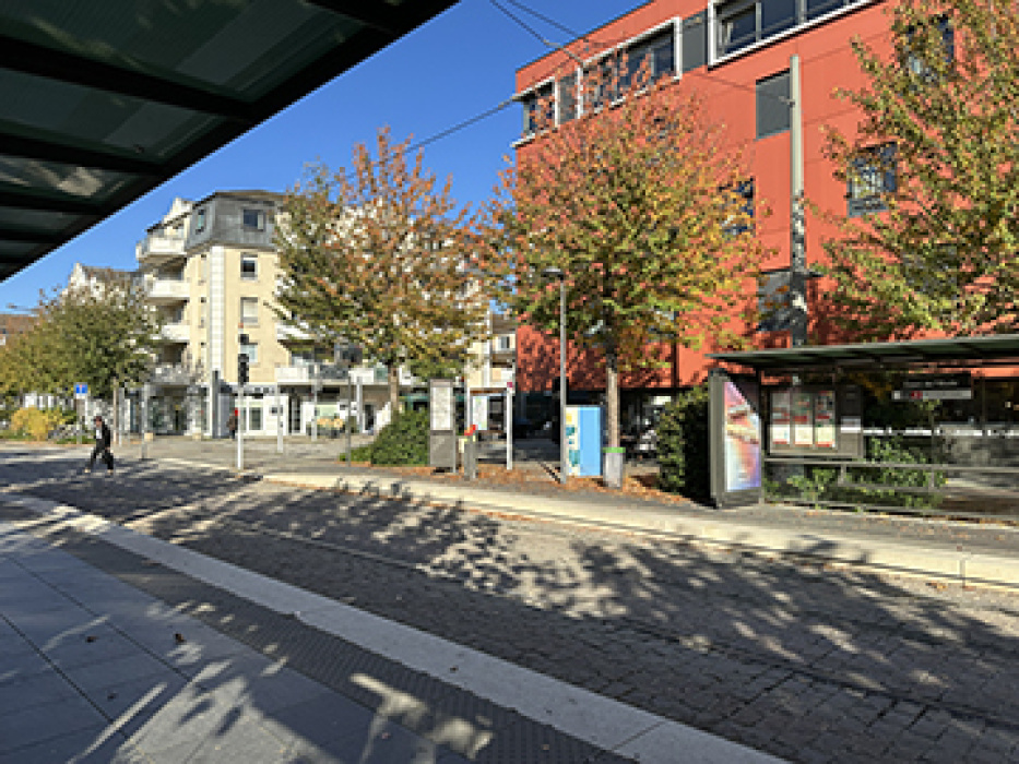 Light rail train stop near hotel in Strasbourg