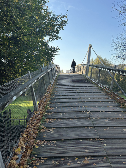 Stairway leading to elevated walkway