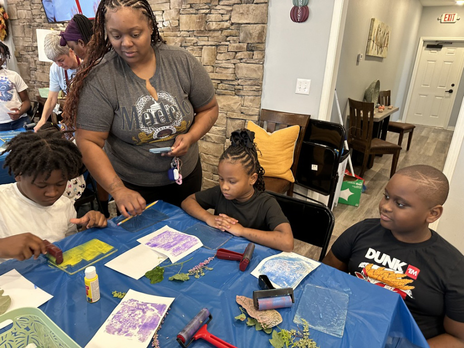 Kids and adults enjoyed making botanical prints using gelli plates