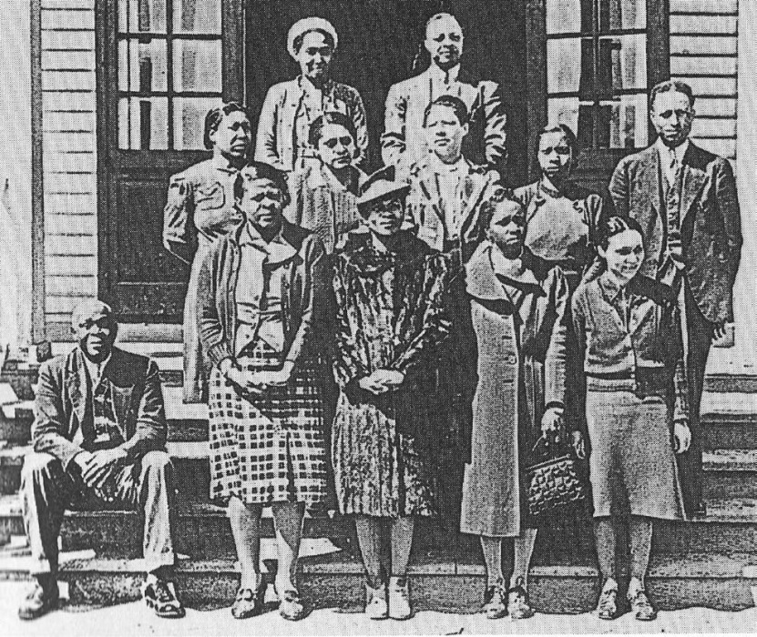 Faculty members from East Carroll Training School, 1930s, included (front, from left) George Washington Griffin (seated) Mary Coleman, Fannie Butler, Mary Ballard, Myrdice Jefferson, (middle, from left) Hilda P. Jones, Florence Jones Simmons, Thelma Mershon, Fannie Dyson Coleman, John Henry Scott, (back, from left) Mary Merson and Henry O. Simmons.