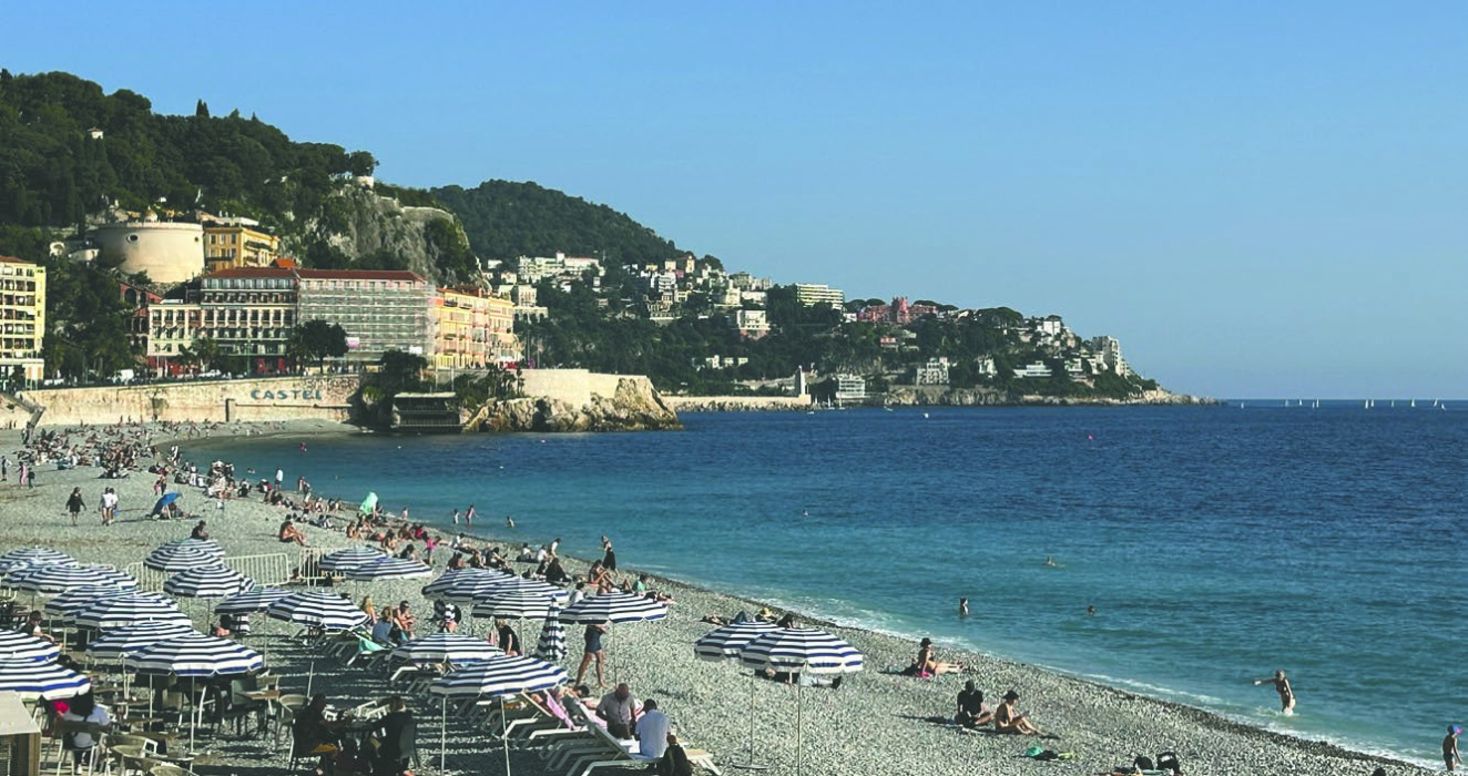 The gravel beach on the French Riviera – the turquoise waters off the coast of Nice