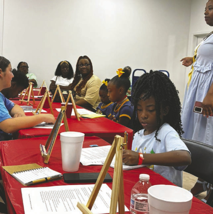 Library paint and sip participants