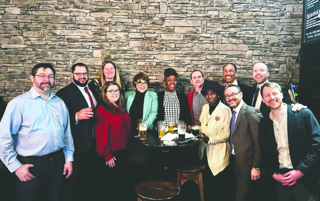 Some conference attendees pictured (back row, from left) Chris Mitchell, Johia Ben-Avie, Erica Mesker, Jordana Barton-Garcia, Wanda Manning, Nathaniel Wills, Otho Kerr, and Calum Cameron, (front row, from left) Kimberly Harris, Linda Millikin, Brian Vo, and Eric Forman. COURTESY PHOTO