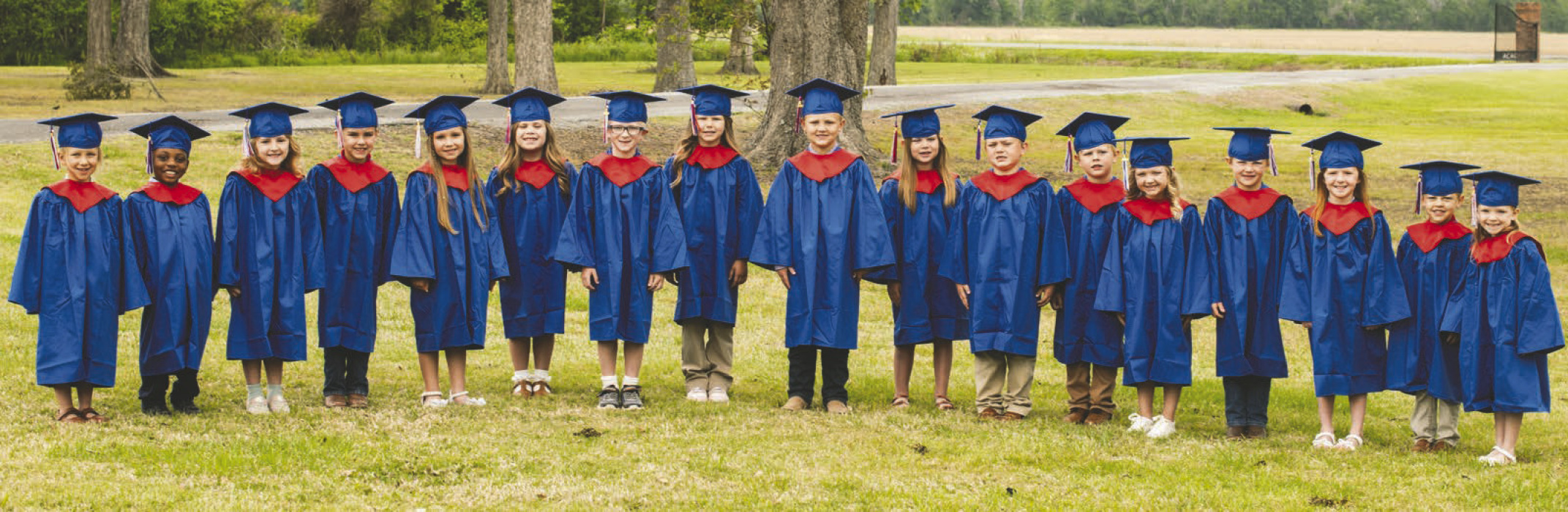 Briarfield Academy’s kindergarten class graduated on May 12, 2026, in the Bobby Holt Gymnasium on the school’s campus. They were taught by Samantha McAlpin. Pictured from left to right are the graduates: Camille Oswalt, Austin Lloyd, Lachlan Tate, Cooper Warren, Couvr Price, Ellie Russell, Fred Schneider, Alanna Howard, Silas Payne, Lorelei Taylor, Brody McIntyre, Seth Chapman, Sarah Jean Pippin, Oliver Boyett, Georgia Brown, Jaxson Jones, and Demi Jo Ferrell.