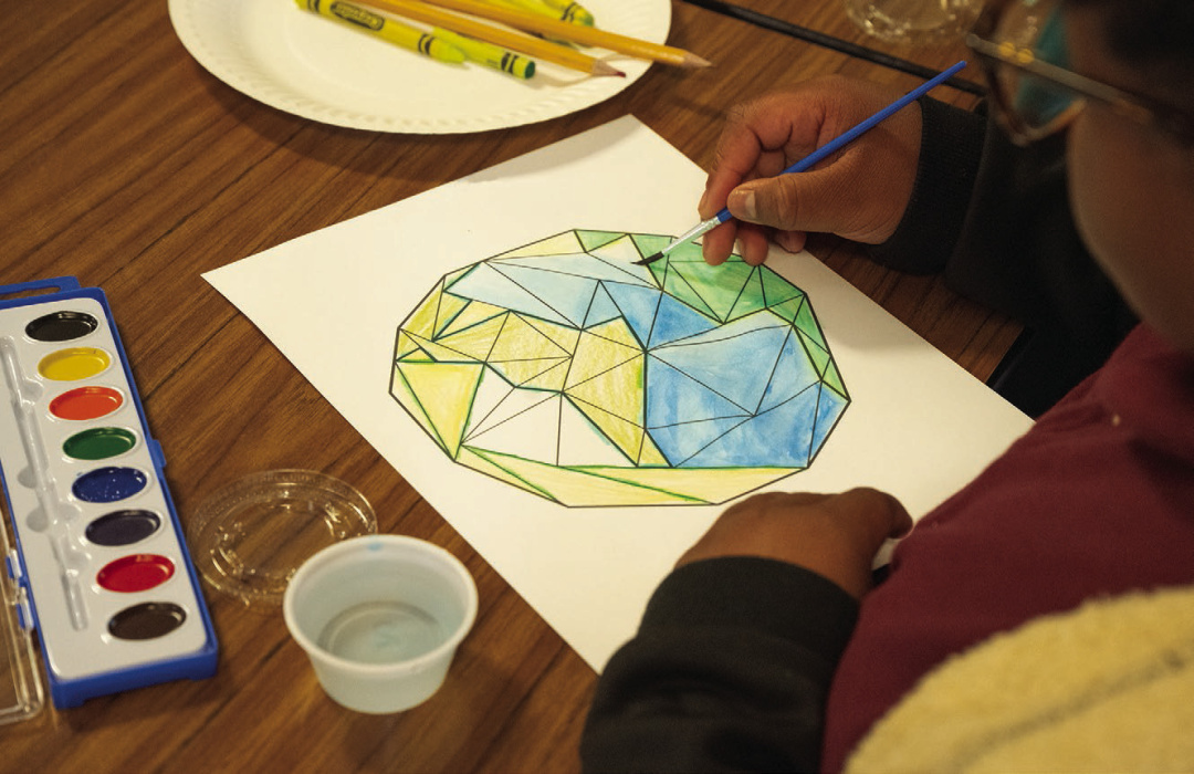 LAURA ARVIN Members of Southside fourth and fifth grade 4-H clubs got an art lesson last week, while learning about Earth Day, which is April 22. Artists from Art for All LP guided students in creating abstract renditions of the earth using wax crayons and watercolors. For more pictures of the event, see page 5.