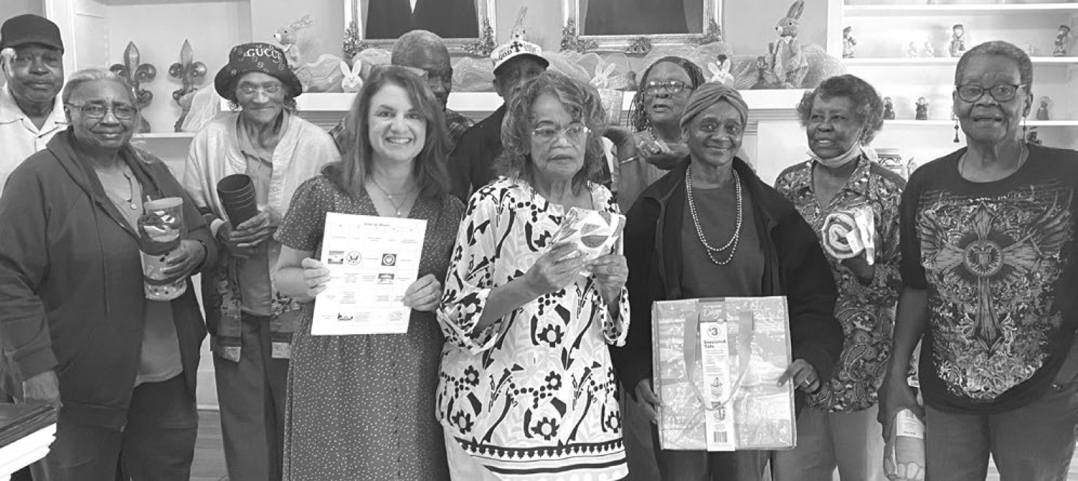 The Council on Aging participants would like to give a big thank you to Judge Laurie Brister. Judge Brister came and assisted with our Bingo for the day. She brought beautiful gifts for the lucky winners. Everyone had a wonderful time and the kindness and generosity shown to all of us was most appreciated.