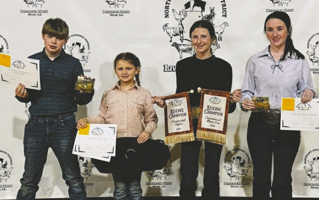 Livestock winners: Collin Smith, Chloe Smith, Natalie Brown and Addison Brown