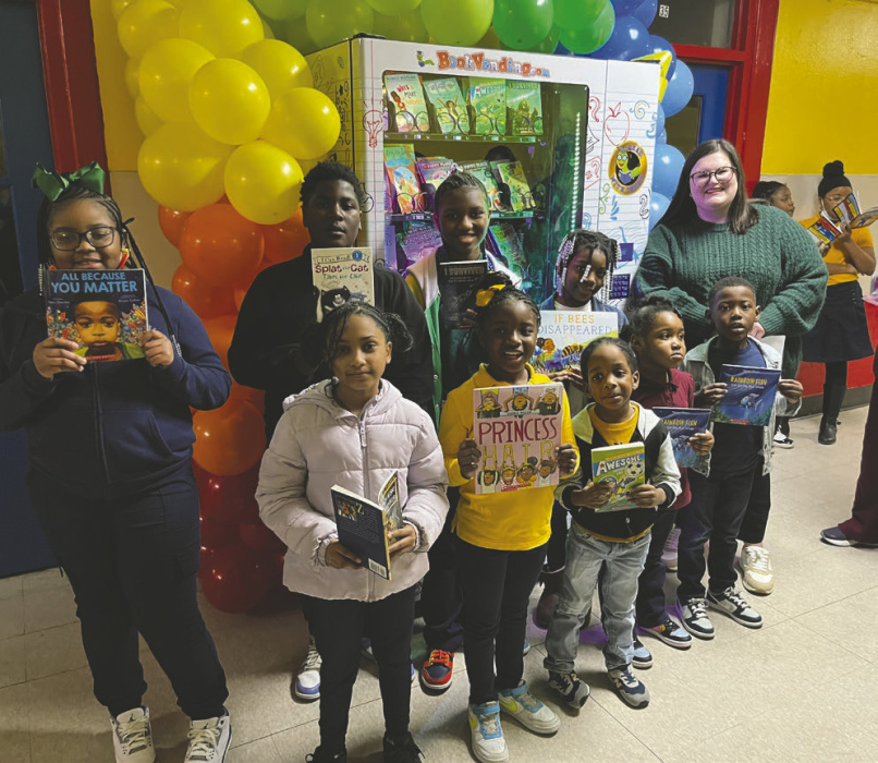 Southside February students of the month got first dibs on using the newly-installed book vending machine. Pictured are (back row, from left) Khenzil Thompson, Marcus Thompson, Hayden Thompson, Timiyah Foster, and Leah Lucas, Together for Hope director; (front row, from left) Araya Cantu, Elise Brown, Terrance Wingate, Kennisha Clemens, and Kaiden Powell.
